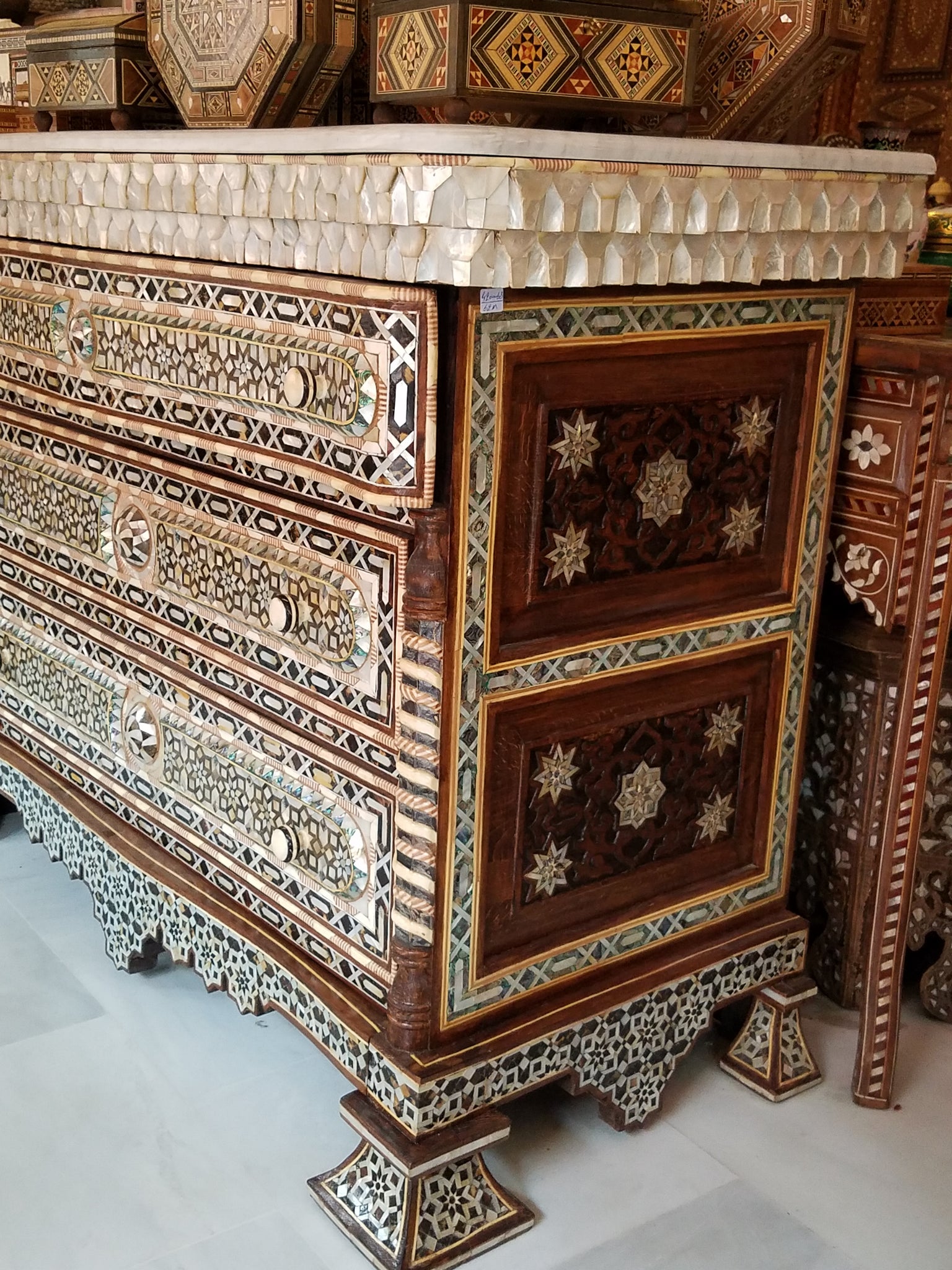 Exquisite syrian mother of pearl dresser – Syrian mother of pearl furniture